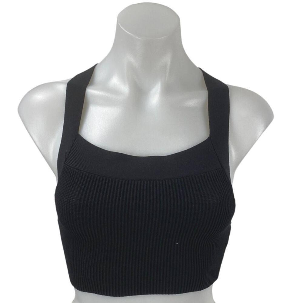 Aritzia Babaton Black Sculpt Knit Yoga Gym Athletic Activewear Crop Tank Top XS